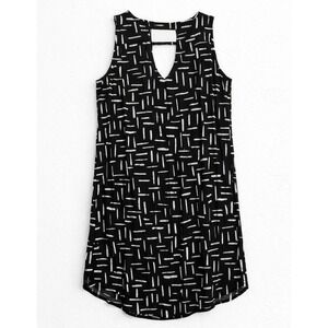 Old Navy Sleeveless Shift Dress Small Black White Abstract Print Casual rayon